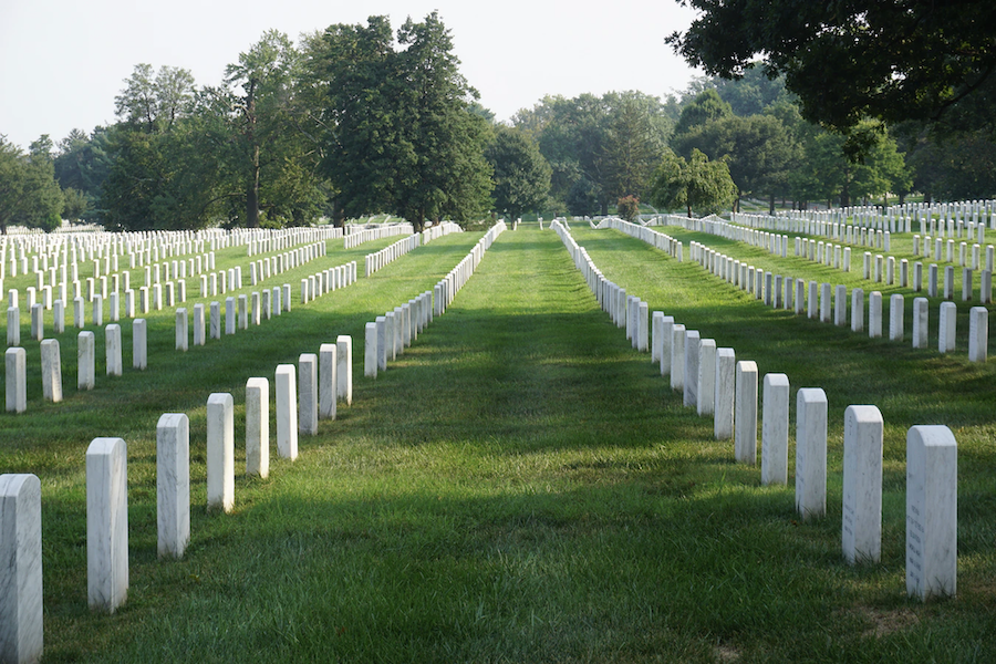 rows of tombstones